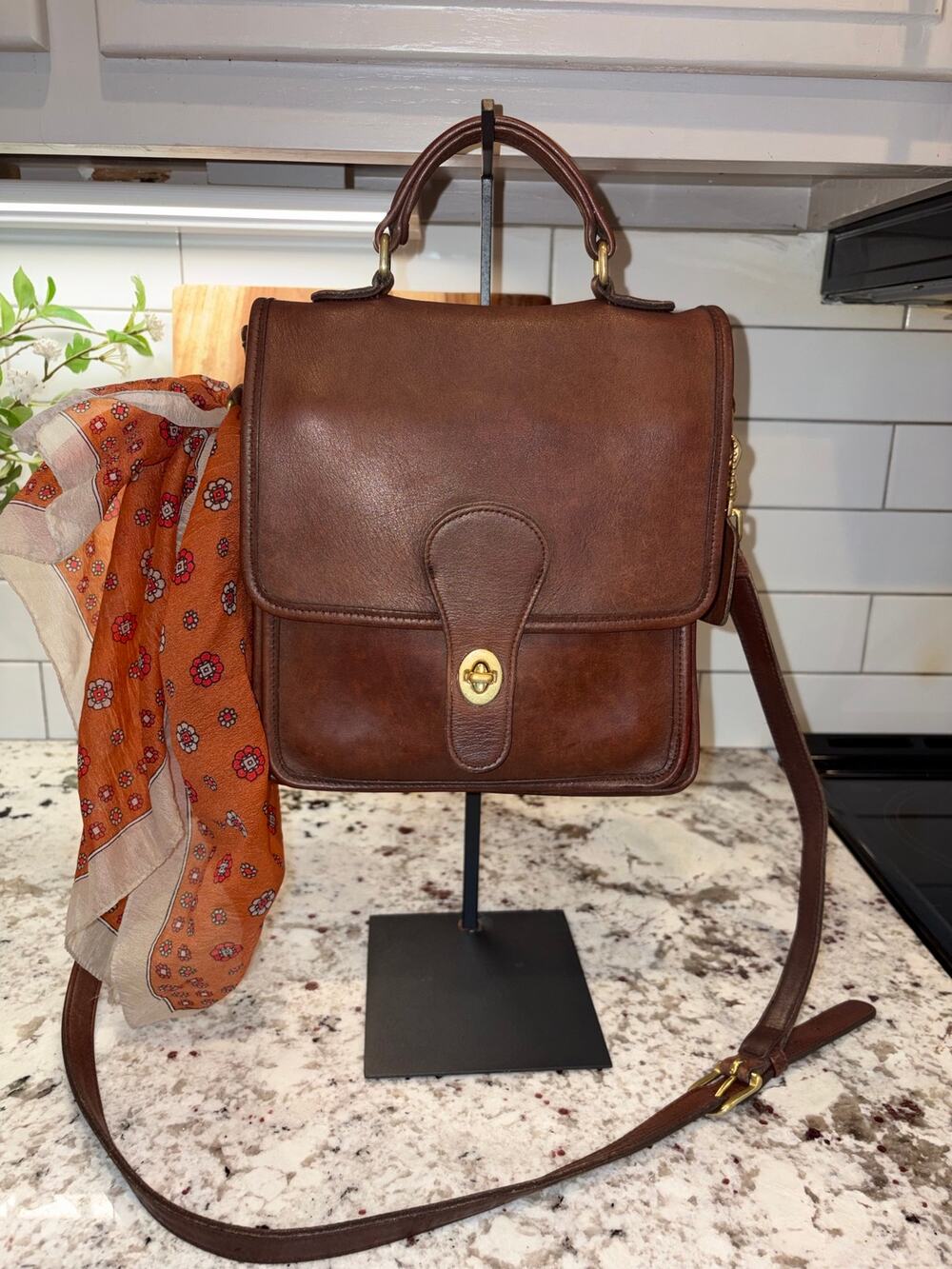 Vintage Coach Station Bag #5130 Brown Glove Leather Turnlock Costa Rica